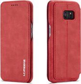 Voor Galaxy S7 Hon Ancient Series lederen tas met kaartsleuven en houder en portemonnee (rood)