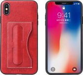 Fierre Shann beschermhoes met volledige dekking voor iPhone XS Max, met houder en kaartsleuf (rood)