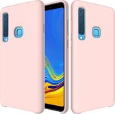 Effen kleur Vloeibare siliconen valbestendige beschermhoes voor Samsung Galaxy A9 (2018) / A9s (roze)