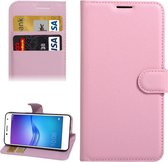 Voor Huawei Enjoy 6 Litchi Texture Horizontale Flip PU lederen tas met houder & kaartsleuven & portemonnee (roze)