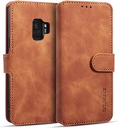 DG.MING Retro Oil Side Horizontal Flip Case met houder & kaartsleuven & portemonnee voor Galaxy S9 (bruin)