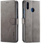 Voor Huawei Y9 (2019) / Enjoy 9 Plus LC.IMEEKE kalfsleer Horizontale flip lederen tas, met houder & kaartsleuven & portemonnee (grijs)