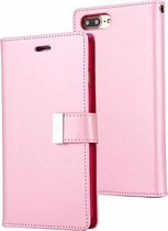 GOOSPERY RICH DAGBOEK voor iPhone 8 Plus & 7 Plus PU + TPU Crazy Horse Texture Horizontaal Flip Leren Case met Kaartsleuven & Portemonnee (Roze)