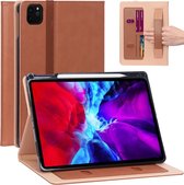 Voor iPad Pro 12.9 (2020) Retro Texture PU + TPU Horizontale Flip Leather Case met houder & kaartsleuven & draagriem (bruin)