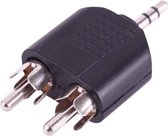 2 RCA male naar 3,5 mm mannelijke jack audio Y-adapter (zwart)