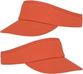 2x stuks oranje zonneklep pet voor volwassenen - Verstelbare zonnekleppen - Koningsdag/supporter artikelen