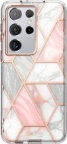 Cosmo Backcase hoesje Samsung S21 Ultra - Marmer Wit