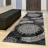 Tapiso Dream Tapijt Loper Woonkamer Slaapkamer Donkergrijs Modern Medaillon Interieur Design Duurzaam Woonsfeer Hoogwaardig Maat -  100 x 150 cm