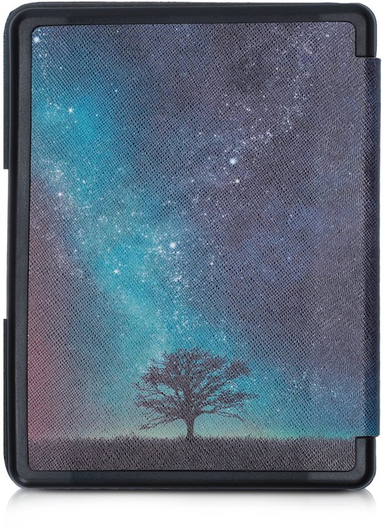 kwmobile e-reader hoesje geschikt voor Kobo Glo HD / Touch 2.0 hoes - E reader flip case met magnetische sluiting - Ereader cover - Sterrenstelsel en Boom design in blauw / grijs / zwart van Merkloos — afbeelding 4