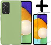 Samsung A52 Hoesje Met Screenprotector - Samsung Galaxy A52 Case Cover - Siliconen Samsung A52 Hoes Met Screenprotector - Groen