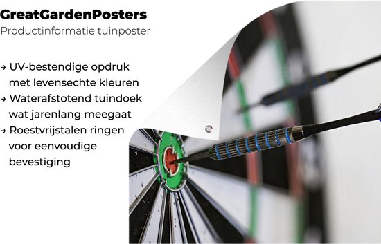 Gros plan d'une affiche de jardin de fléchettes toile lâche