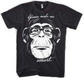 Heren Tshirt -M- Glasses Make Me Smart Zwart