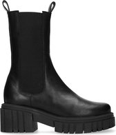Sacha - Dames - Zwarte leren chelsea boots met plateauzool - Maat 42