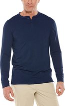 Coolibar - UV Shirt voor heren - Longsleeve - Mojave Henley - Navy - maat XL