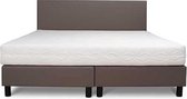 Beddenwinkel.be Boxspring Bed Basic - 140x200 - Incl. Hoofdbord - Zonder Matras - Taupe Lederlook