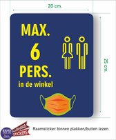 Raamsticker Maximaal 6 personen in deze winkel toegestaan.