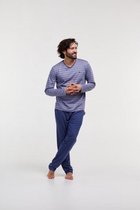 Woody pyjama heren - blauw-beige gestreept - 211-1-MVL-S/978 - maat XL