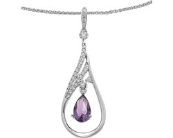 Orphelia ZH-7037 - Pendant With Chain Syn.Amethyst Zirconium - 925 zilver - cubic zirkonia - 45 cm