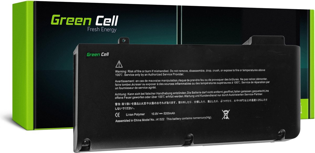 GREEN CELL Batterij voor Apple Macbook Pro 13 A1278 (Mid 2009, Mid 2010, Early 2011, Late 2011, Mid 2012) / 11,1V 4400mAh