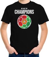 Portugal EK/ WK supporter t-shirt - we are the champions met Portugese voetbal - zwart - kinderen - kleding / shirt S (122-128)