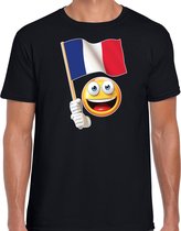 Frankrijk supporter / fan emoticon t-shirt zwart voor heren S