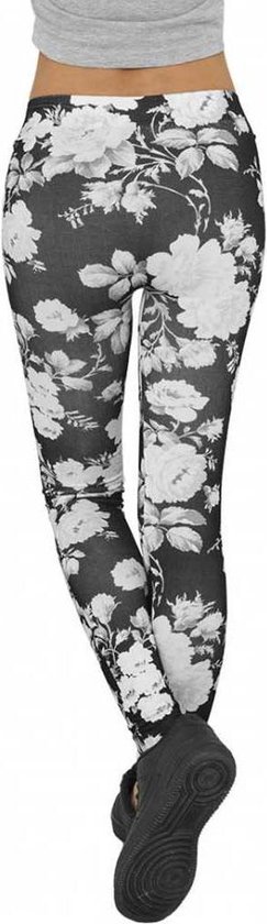 Legging Urban Classics -S- Flower Graphic Noir / Blanc