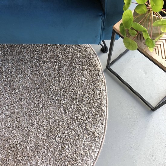 Hoogpolig Rond Vloerkleed Beige - Shaggy Collection - 160 cm (M