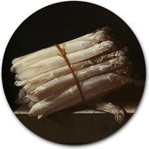 Wandcirkel Stilleven met asperges op hout - WallCatcher | Multiplex 40 cm rond | Meesterwerk van Adriaen Coorte | Houten muurcirkel Oude Meesters kunstwerken