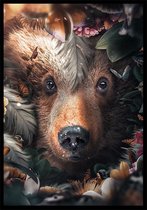 Flower Bear A1 botanische jungle dieren poster