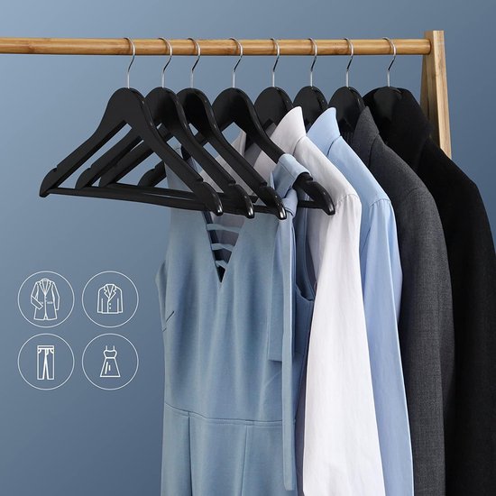 SONGMICS esdoornhouten kleerhanger, 100 stuks, met rokinkepingen en broekspijpen, 360 graden draaibaar, pakhanger Jasjehanger voor kleding Kostuum jasje, Wit CRW03W-100