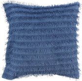 Oneiro's Luxe Sierkussen FRANJE Blauw - 45 x 45 cm  - sierkussens  - polyester - interieur - kussens woonkamer  - woonaccessoires