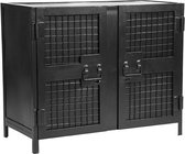 Nancy's Boekenkast Gate - Dressoir kasten - Kleine Kast - Opbergkast - Lage Kast - 2 Deurs - Metaal - Zwart - 85 x 40 x 70 cm