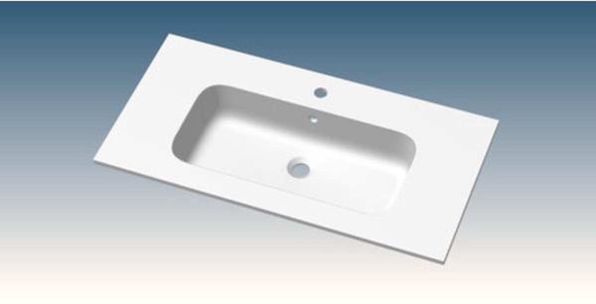 Nemo Go Paco meubelwastafel 90x45x1.5cm 1 geïntegreerde wasbak 1 kraangat kunstmarmer wit mat
