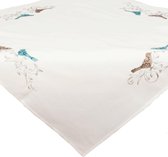 Tafelkleed - Katoen - Birdy - Geborduurde Vogels - 85 x 85 cm