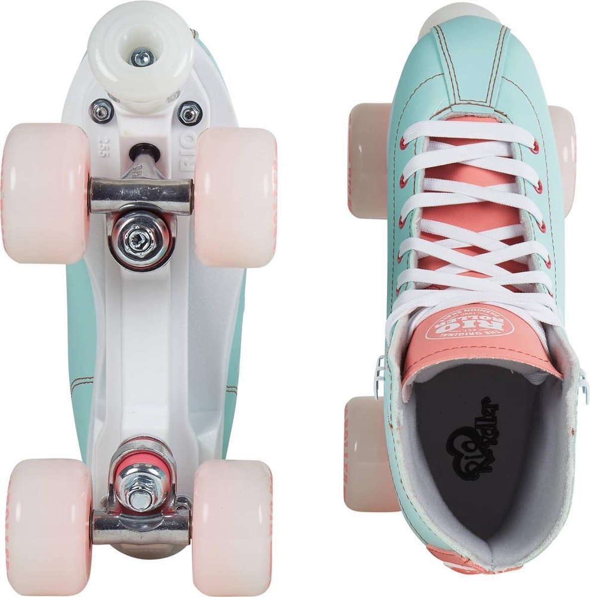 TRADICIONAL RIO ROLLER SCRIPT TEAL/CORAL, Tienda de Patines 4 Ruedas  Roller en Chile