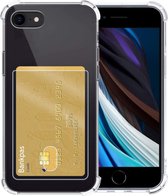 Hoes voor iPhone SE (2020) Hoesje Met Pasjeshouder Card Case Transparant - Hoes voor iPhone SE (2020) Shock Case Pashouder - Transparant