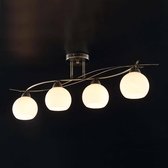 Lindby - plafondlamp - 4 lichts - glas, metaal - H: 25.5 cm - E14 - wit, klassiek messing
