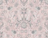 BLOEMEN EN VOGELS BEHANG | Botanisch & Dieren - roze grijs wit - A.S. Création Maison Charme