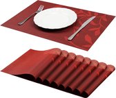 Set van 8 placemats Veeg schoon antislip vinyl PVC hittebestendige placemats voor keukentafel 30 * 45cm rood