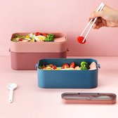Bento Box - Plateaux de préparation de repas 3 compartiments - contenant - bento lunch box - Lunch box adultes et enfants - couverts inclus