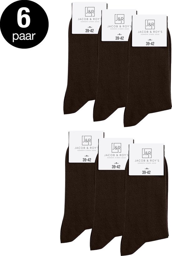 Jacob & Roy's 6 paires de Chaussettes marron - Homme & Femme - Taille 39-42 - Sans couture