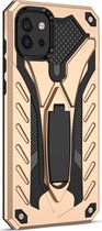 Mobigear Hoesje geschikt voor Samsung Galaxy A03 Telefoonhoesje Hardcase | Mobigear Armor Stand Backcover Shockproof met Standaard | Schokbestendig Galaxy A03 Telefoonhoesje | Anti Shock Proof - Goud