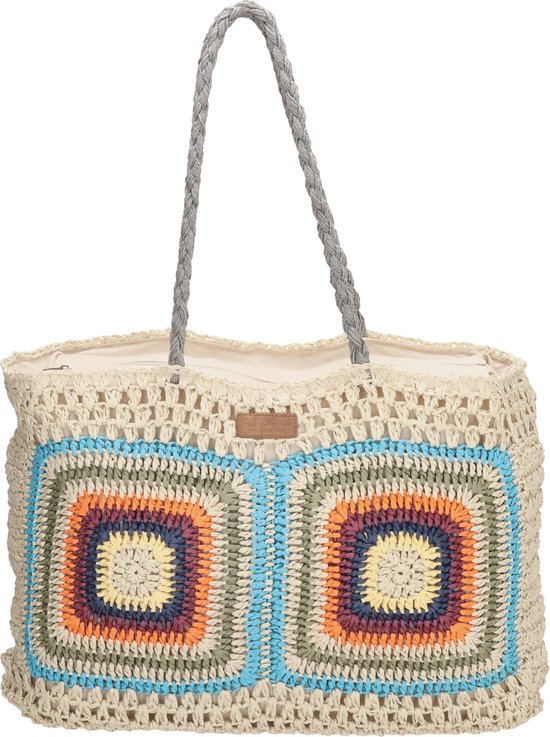PE Florence Natural Life Shopper - Licht Natuur Turquoise