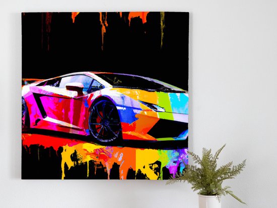 Vibrant Lamborghini Burst kunst - 40x40 centimeter op Canvas | Foto op Canvas - wanddecoratie