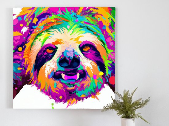 Galactic rainbow sloth splendor | Galactic Rainbow Sloth Splendor | Kunst - 80x80 centimeter op Dibond | Foto op Dibond