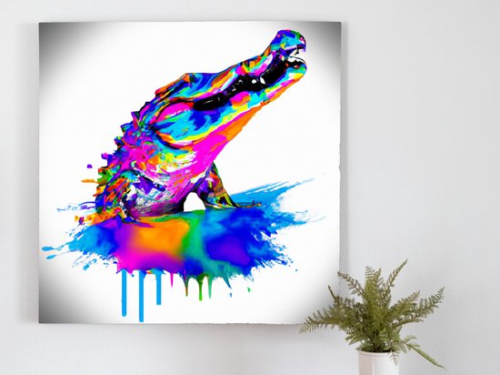 Colorful Proud Alligator kunst - centimeter op Canvas | Foto op Canvas - wanddecoratie