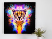 Fiery Feline Frenzy kunst - 30x30 centimeter op Canvas | Foto op Canvas - wanddecoratie