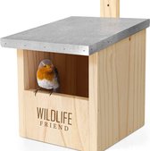 Bol.com Wildlife Friend® - Roodborst & Co vogelhuisje NABU-gecertificeerd massief hout metalen dak 100% weerbestendig halve grot... aanbieding