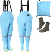 Smartpeas® Waterdichte Waders Kids Rubberen Laarzen Blauw 26/27 - Ideale Visbroek - Comfortabel en Duurzaam - Incl. Sokken
