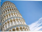Dibond - Toren van Pisa vanaf onder - Italië - 80x60 cm Foto op Aluminium (Met Ophangsysteem)
